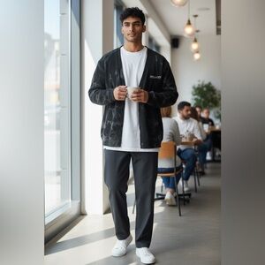 Men's CLOAK Black Button Down Cardigan